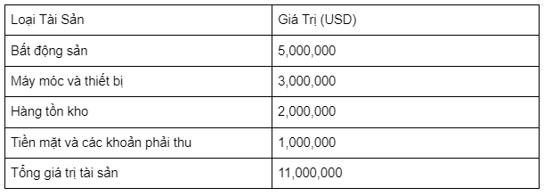 Ví dụ về phương pháp thẩm định giá doanh nghiệp bằng phương pháp giá trị tài sản